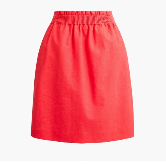 J. Crew Factory Linen-Cotton Blend City Skirt New Size 2 /XS Coral Elastic Waist - Picture 1 of 8